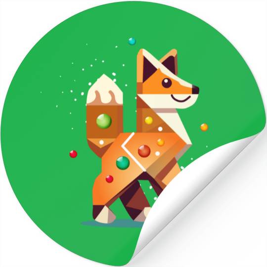 Fox in gingerbread style -creative Christmas motif Stickers