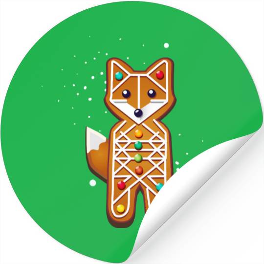 Fox gingerbread style - creative Christmas motif Stickers