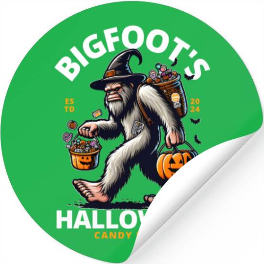 Bigfoot halloween candy hunt Stickers
