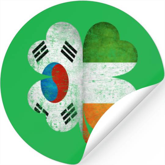 Korean Irish Shamrock South Korea Ireland Flag Stickers