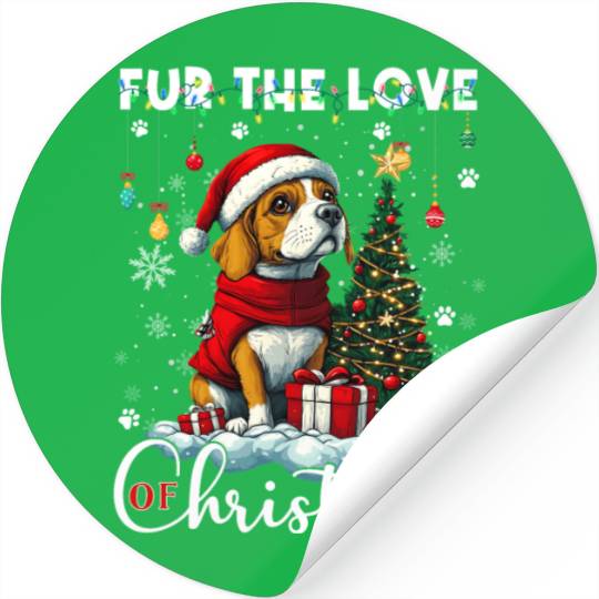 Beagle Christmas Tree Lights Decorations Dog Lover Stickers