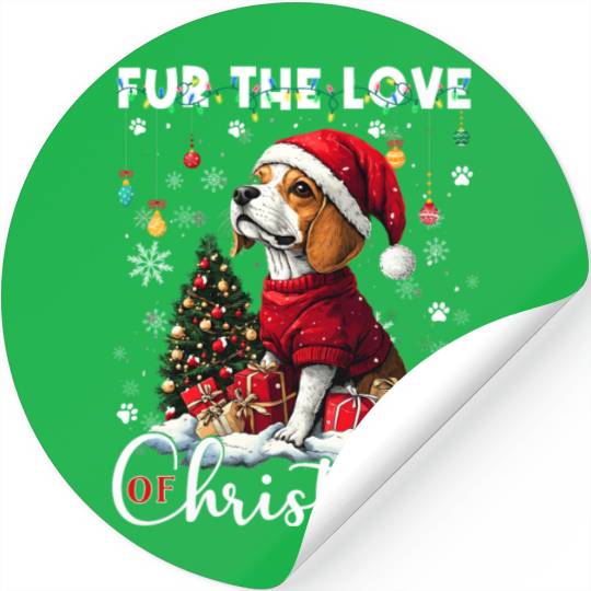 Beagle Christmas Tree Lights Decorations Dog Lover Stickers