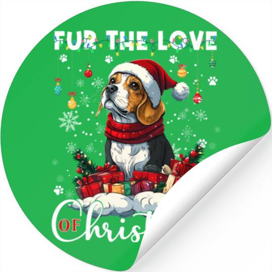 Beagle Christmas Tree Lights Decorations Dog Lover Stickers