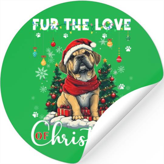 Boxer Christmas Tree Lights Decorations Dog Lover Stickers
