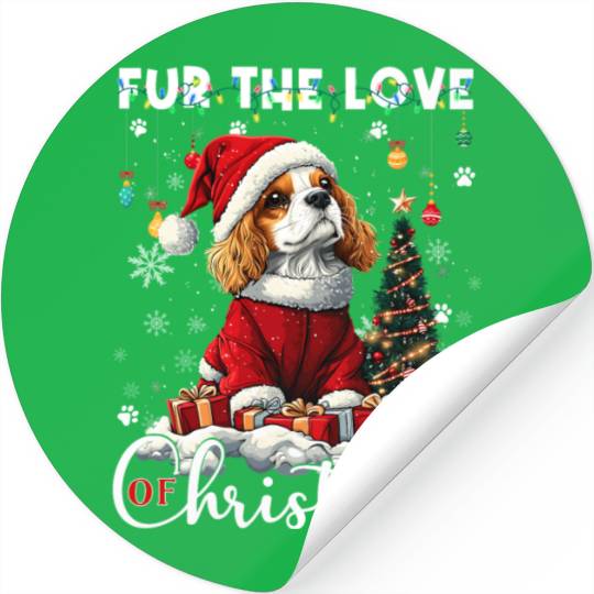 Cavalier King Charles Spaniel Christmas Tree Dog Stickers