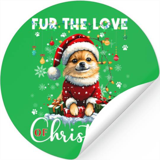 Pomeranian Christmas Tree Decorations Dog Lover Stickers