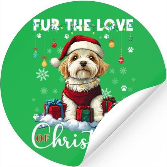 Havanese Christmas Tree Lights Decorations Dog Stickers