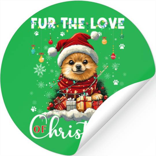 Pomeranian Christmas Tree Decorations Dog Lover Stickers
