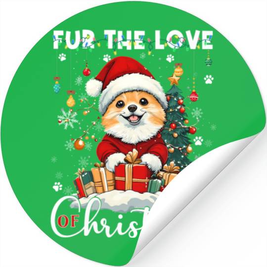 Pomeranian Christmas Tree Decorations Dog Lover Stickers