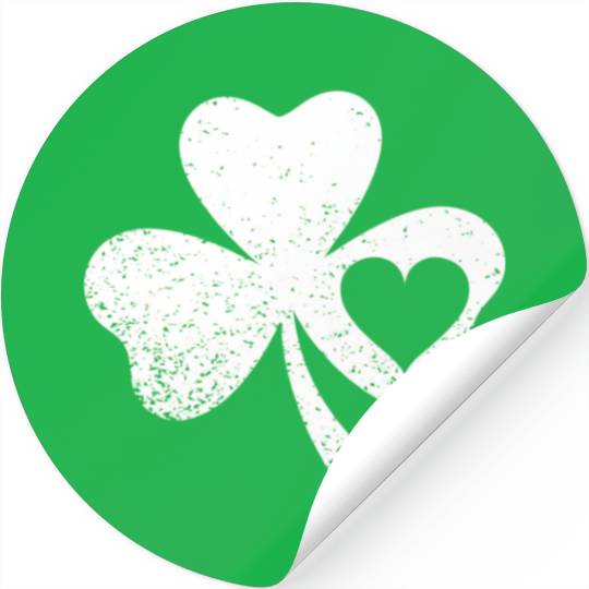 Green St Patricks Day Irish Patty's Heart Shamrock Stickers