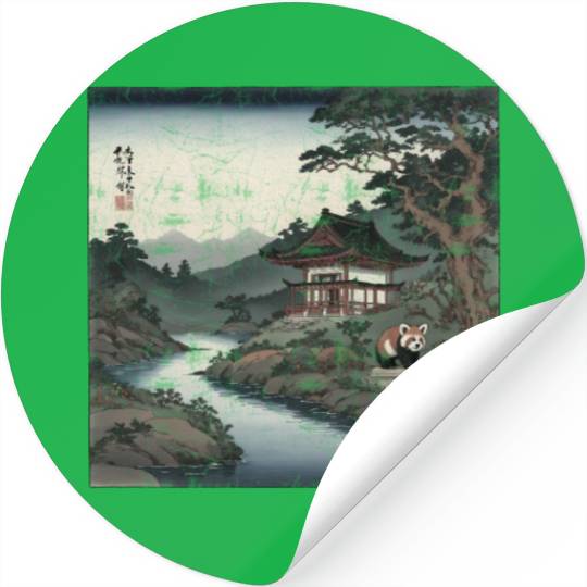 Red Panda Song Dynasty landscape art Kawaii Red Pa Stickers
