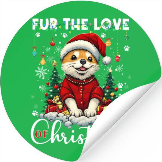 Akita Christmas Tree Lights Decorations Dog Lover Stickers