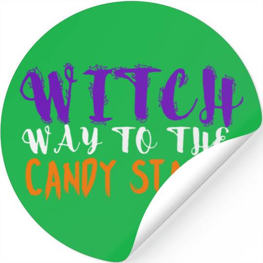 Witch Way To The Candy Stash Funny Halloween Stickers