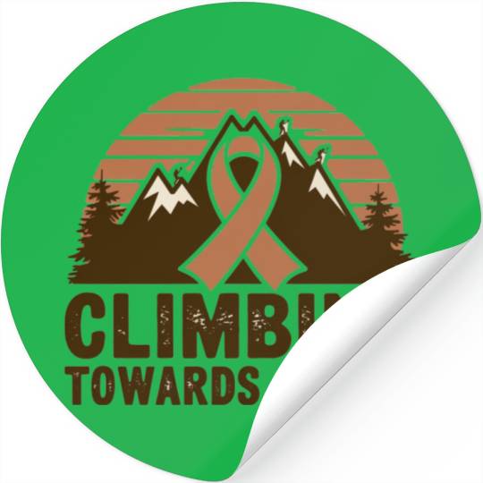 Mountain Climbing Cancer Awareness Retro Design Stickers