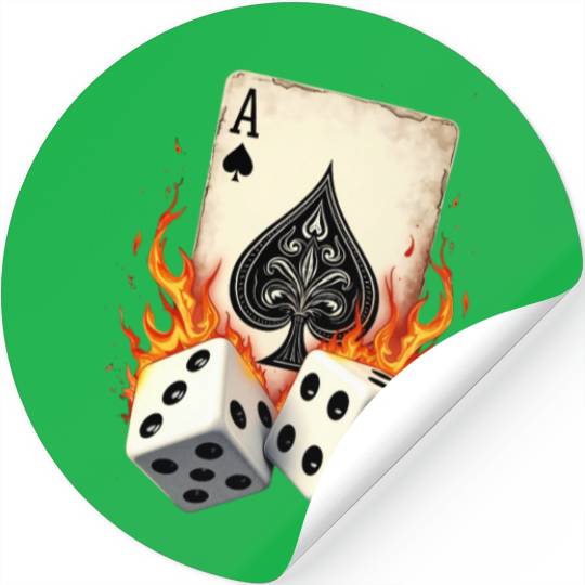 Ace of Spades Dice Flames Bold Casino Vibes Stickers