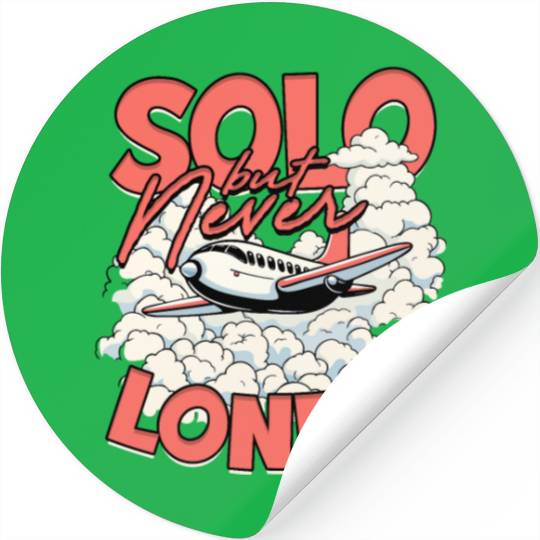 First Solo Flight Pilot Solo But Never Lonely Stickers