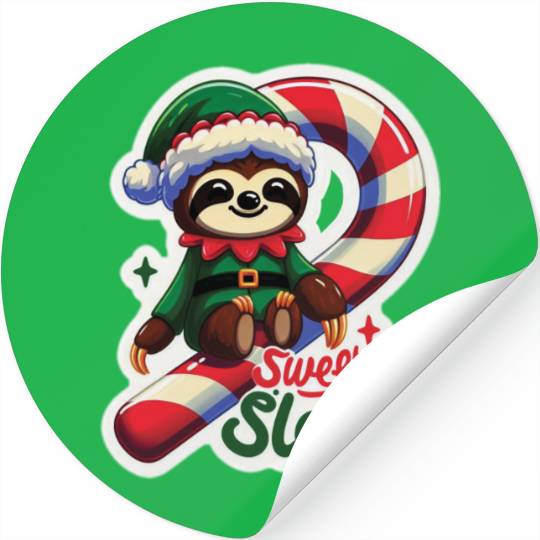 Adorable sloth dressed as an elf Stickers