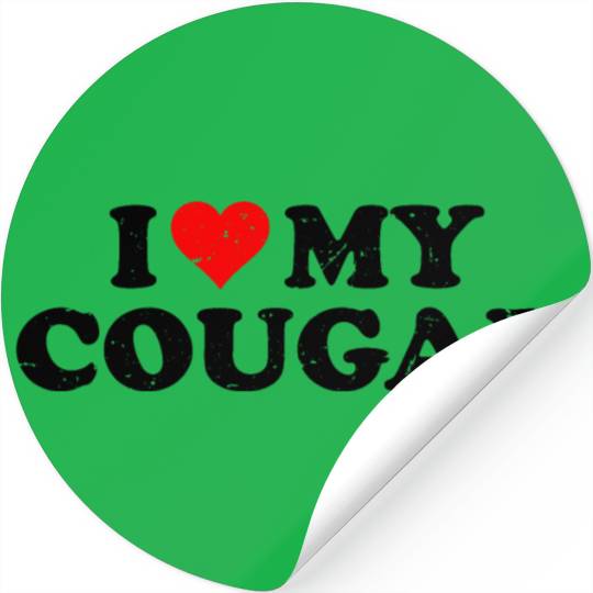 I Love Cougars Cougar Humor Valentine's Day 4WH1 Stickers