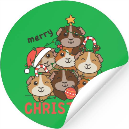 Guinea Pig Christmas Tree Merry Christmas Stickers