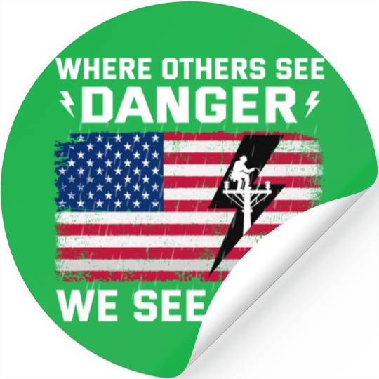 American Flag Lineman Duty Danger Stickers