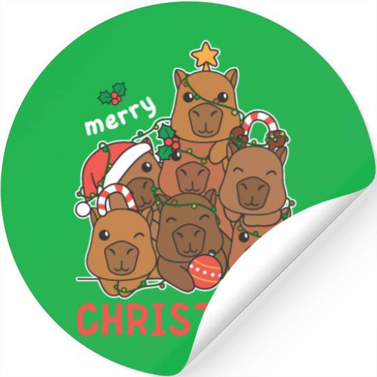 Capybara Christmas Tree Merry Christmas Stickers