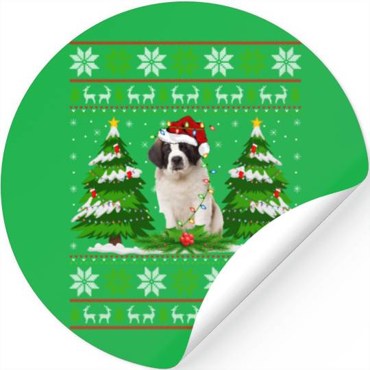 Saint Bernard Dog Christmas Tree Lights Stickers