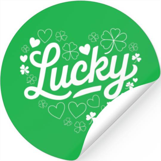 St Patrick's Day Heart Lucky Clover Shamrock Stickers