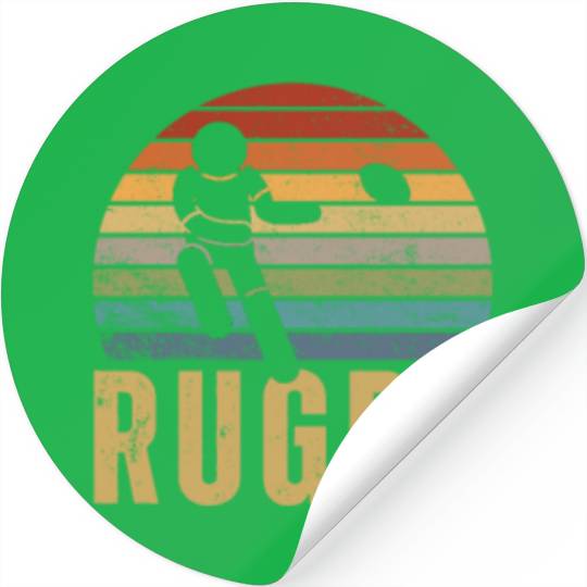 Rugby Player Vintage Retro 70s Design Rugby Stickers