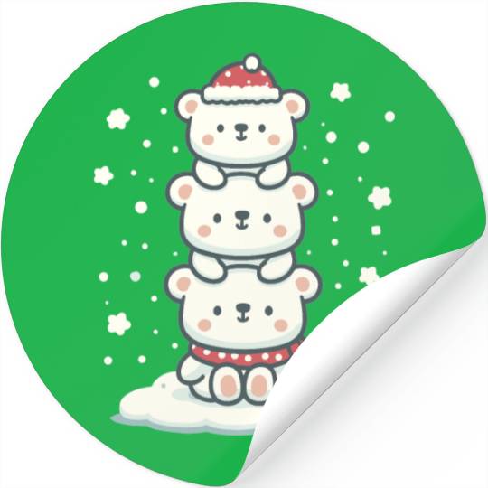 Polar Bear Christmas Tree Funny Animal Xmas Stickers