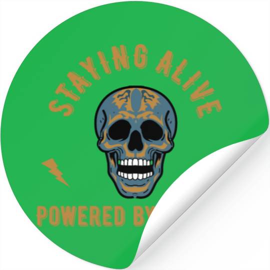 Staying alive powered by coffee - skull energy Stickers