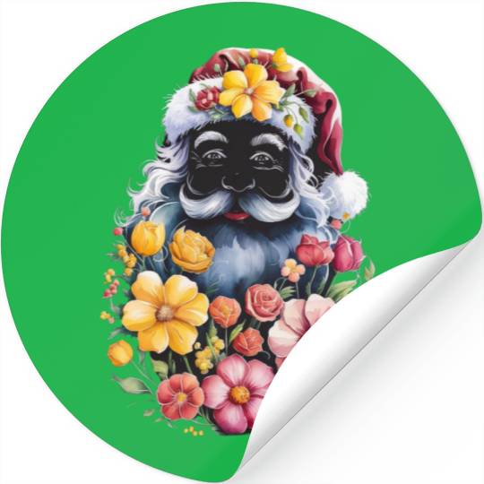 Floral Santa Claus Silhouette christmas flowers Stickers