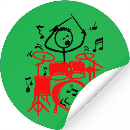red drum set drummer Stickers
