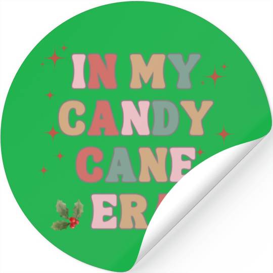 in my candy cane era retro holiday Christmas Stickers