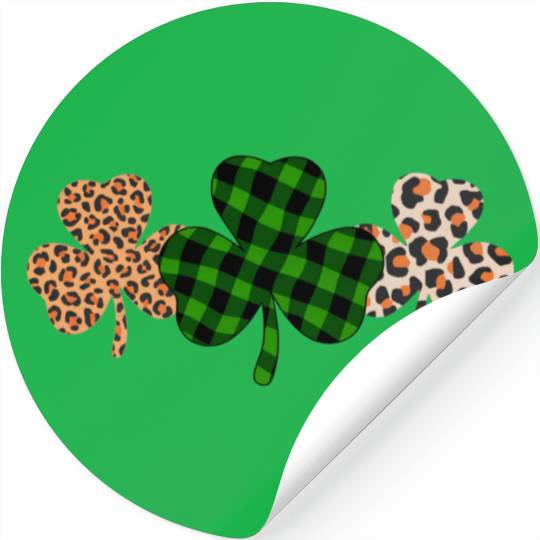 St Patricks Day Lucky Irish Green Plaid Shamrock Stickers