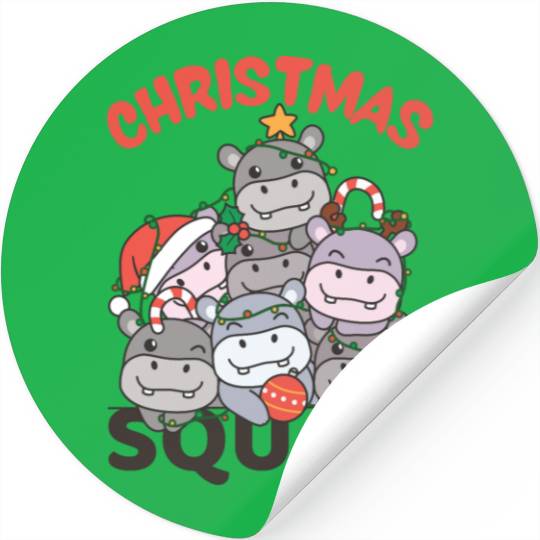 Hippo Christmas Tree Christmas Squad Hippos Stickers