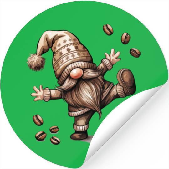 Funny Gnomes, Retro Christmas Stickers