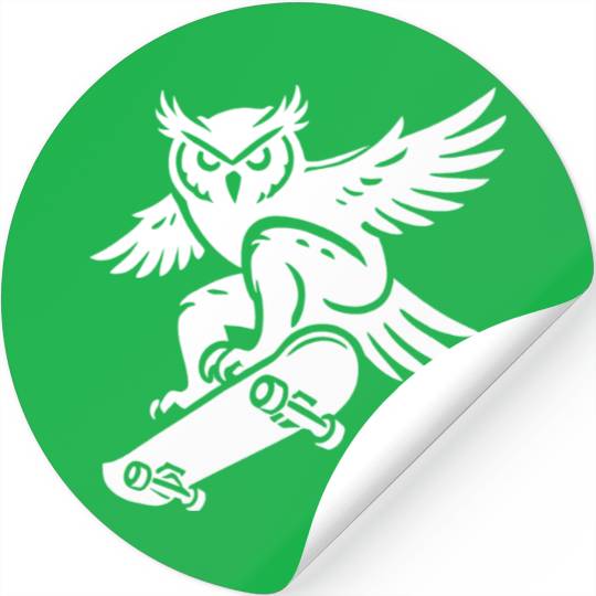 Snow Owl Skateboard Silhouette Minimalist Style Stickers