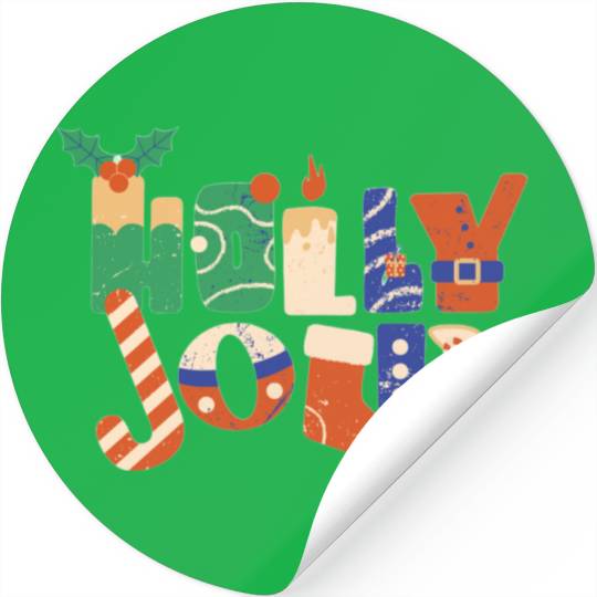 Playful Textured Holly Jolly Stickers