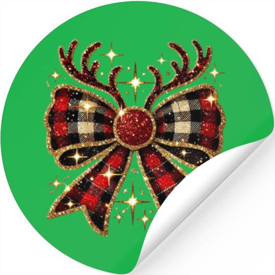 Christmas Reindeer Bow, Merry Christmas Stickers