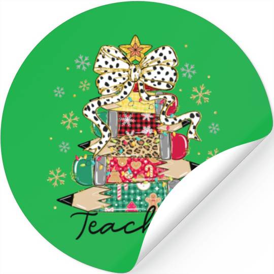 Teacher Pencil Tree, Merry Christmas Stickers