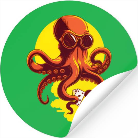 Orange Smart Octopus Stickers