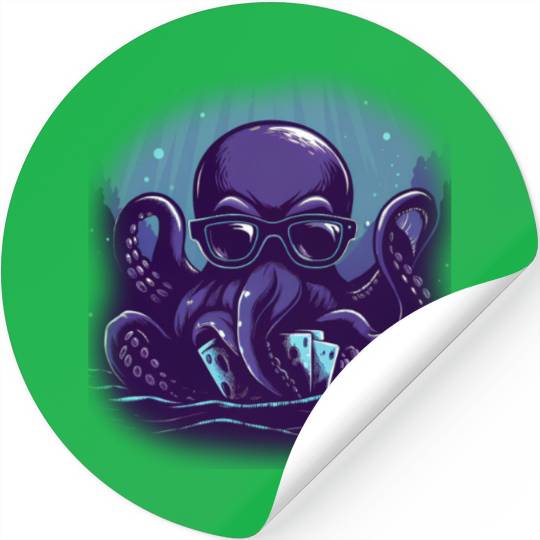 Blue Smart Octopus Stickers