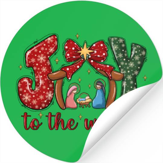 Joy To The World, Christmas Retro Stickers