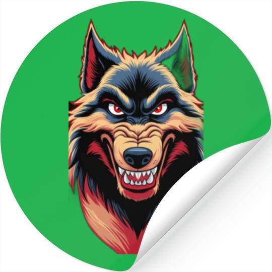 Fierce Wolf Head Illustration - Bold and Intimidat Stickers