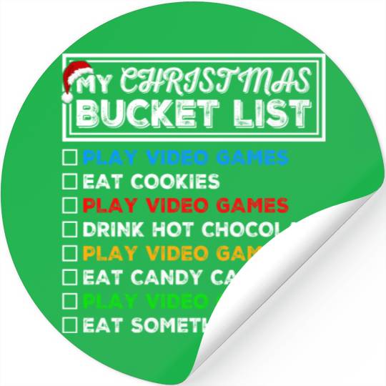 Christmas Bucket List Video Games Xmas Gamer Stickers