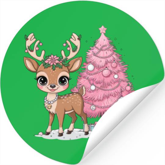 Coquette Christmas Reindeer Stickers