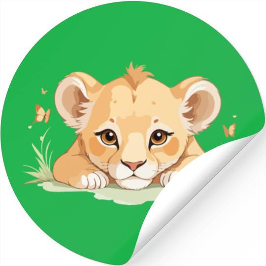 Lion cub with butterflies Stickers