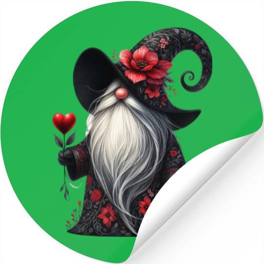 Black Gnomes Valentines Day Stickers