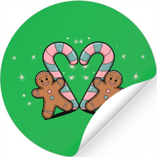 Festive Candy Cane & Gingerbread Holidays Stickers
