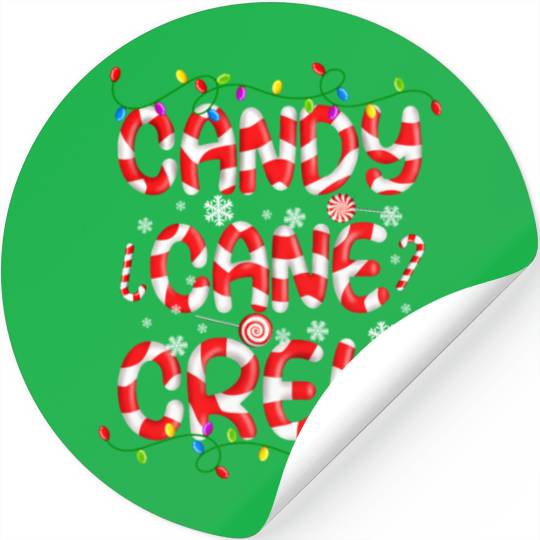 Candy Cane Crew Christmas Lights Funny Xmas Party Stickers